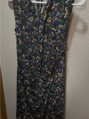Amazon Essentials Black Maxi Dress with Blue, Green & Yellow Floral Print
